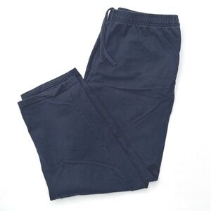 Lands End Mens XL 40-42 Navy Blue Cotton Lounge Pajama Pants Elastic Drawstring